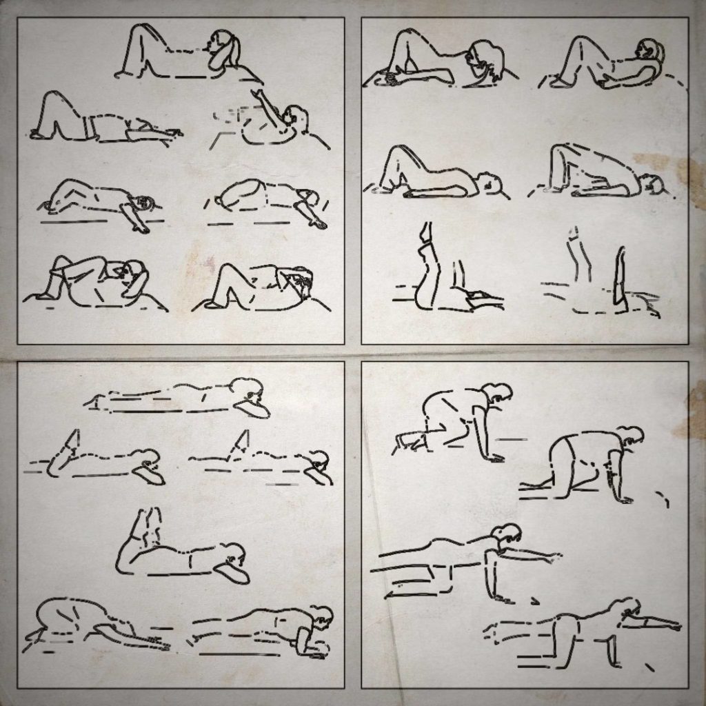 Exerciții de întindere
Fig. 3 img. 1: 4 exerciții, img. 2: 3 exerciții, img. 3: 4 exerciții, img. 4: 2 exerciții.
