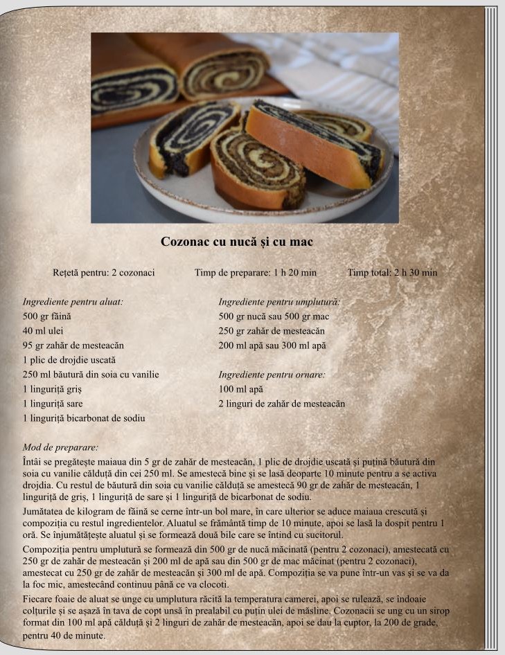 Cozonac cu nucă și cu mac - Deserturi - -Rețete delicioase, vegane pentru unii, de post pentru alții – Corina Marinescu