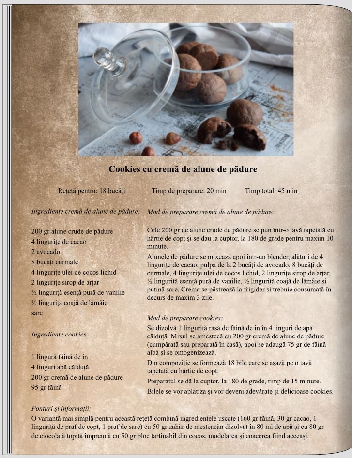 Cookies cu cremă de alune de pădure