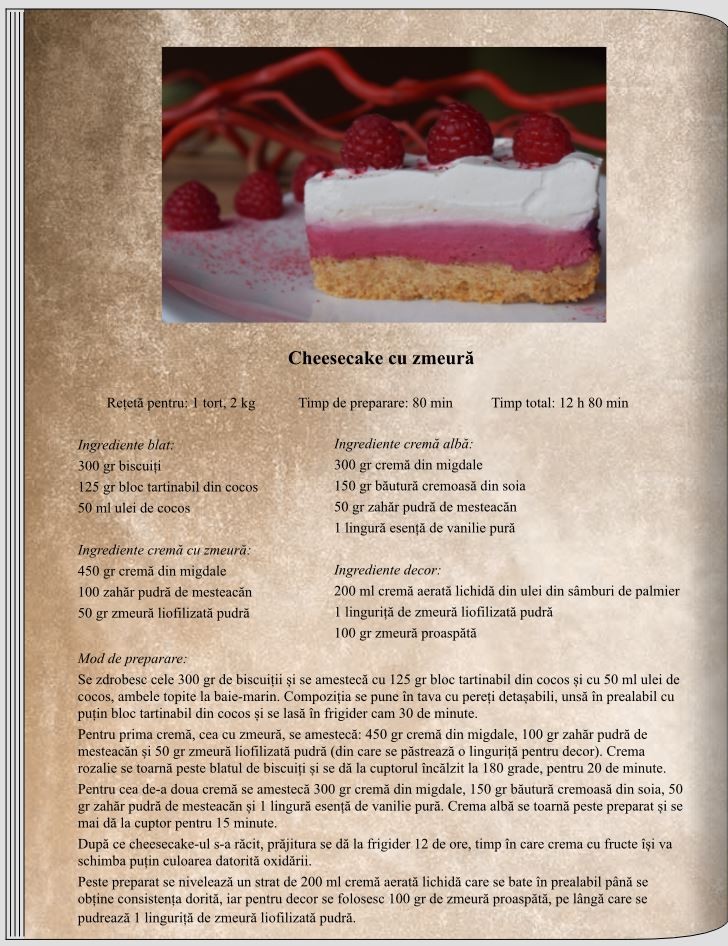 Cheesecake cu zmeură