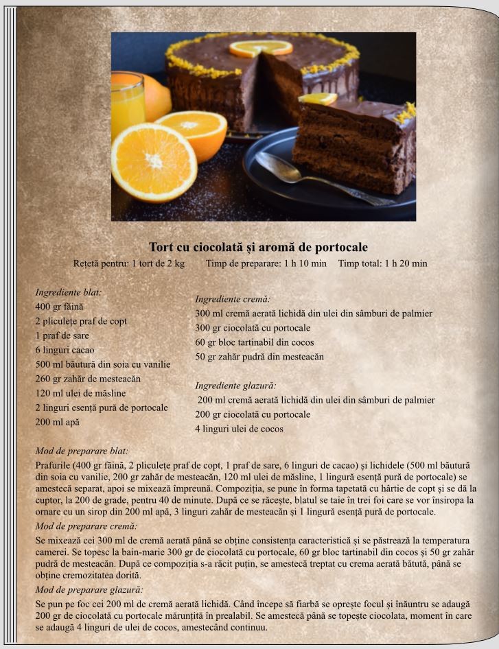 Tort cu ciocolată și aromă de portocale