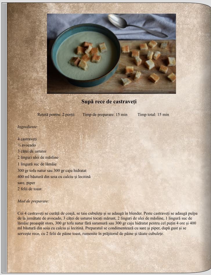 Supă rece de castraveți - Supe și ciorbe - Rețete delicioase, vegane pentru unii, de post pentru alții - Corina Marinescu