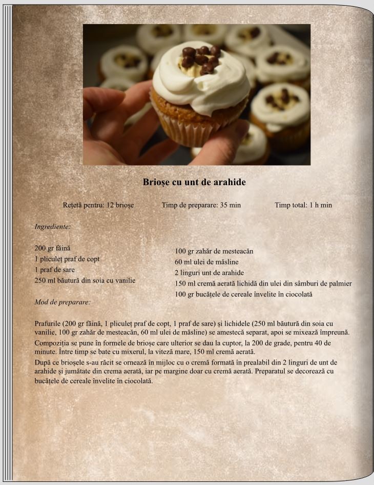 Brioșe cu unt de arahide - Deserturi - Rețete delicioase, vegane pentru unii, de post pentru alții – Corina Marinescu