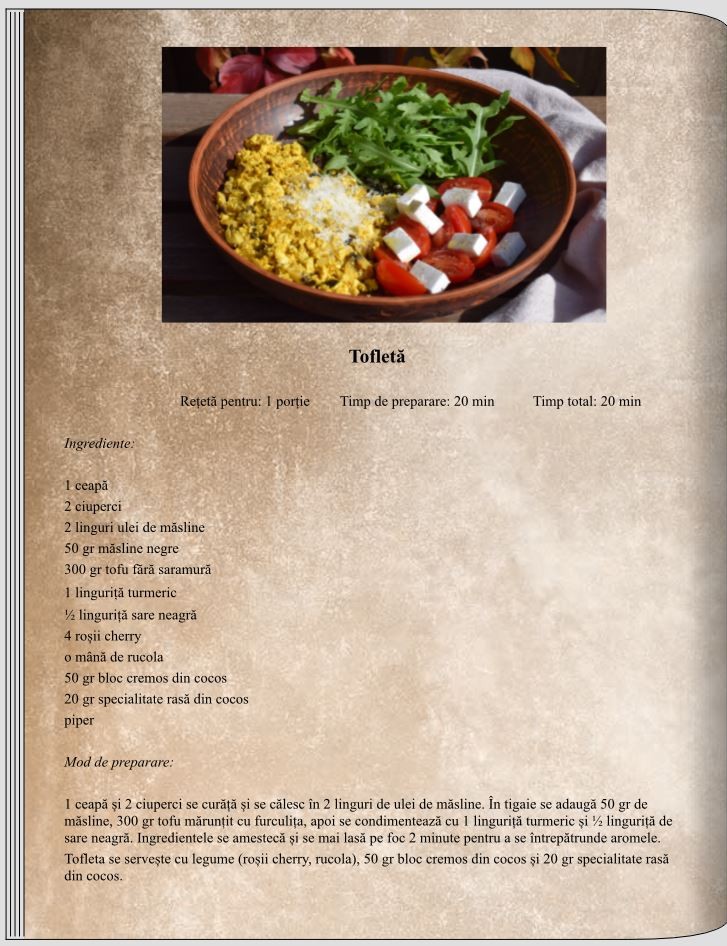 Tofletă - Aperitive - Rețete delicioase, vegane pentru unii, de post pentru alții – Corina Marinescu