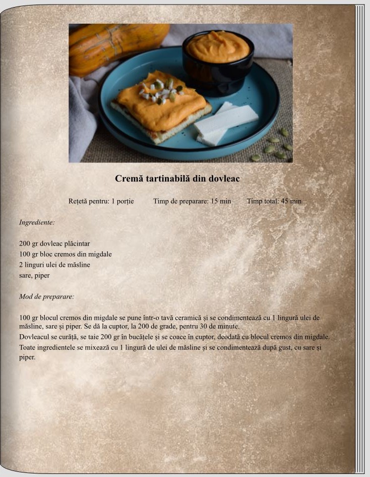 Cremă tartinabilă din dovleac - Aperitive - Rețete delicioase, vegane pentru unii, de post pentru alții – Corina Marinescu