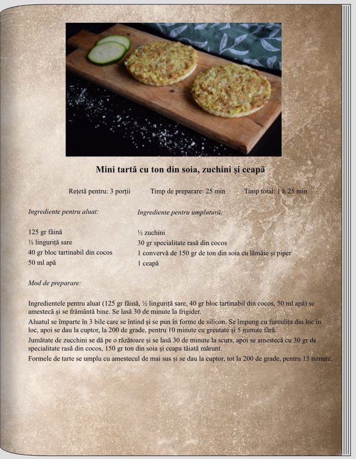 Mini tartă cu ton din soia, zuchini și ceapă - Tarte sărate - -Rețete delicioase, vegane pentru unii, de post pentru alții - Corina Marinescu