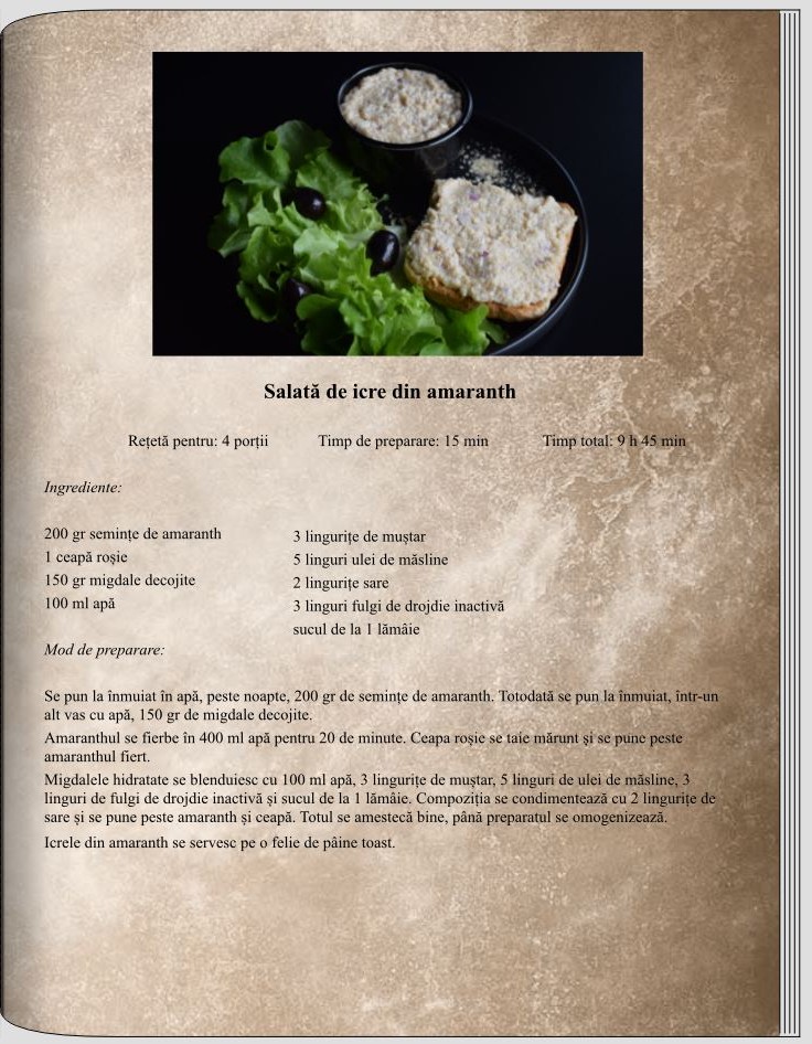 Salată de icre din amaranth - Salate - Rețete delicioase, vegane pentru unii, de post pentru alții – Corina Marinescu
