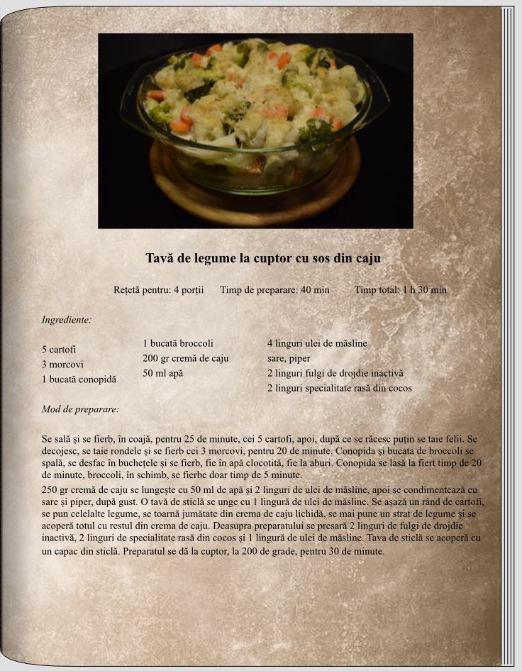 Tavă de legume la cuptor cu sos din caju - -Rețete delicioase, vegane pentru unii, de post pentru alții – Corina Marinescu