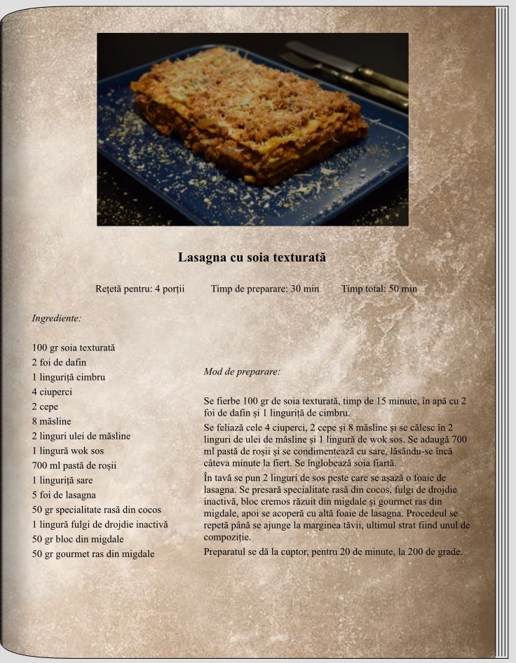 Lasagna cu soia texturată