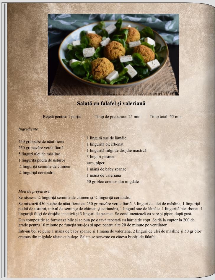Salată cu falafel și valeriană 