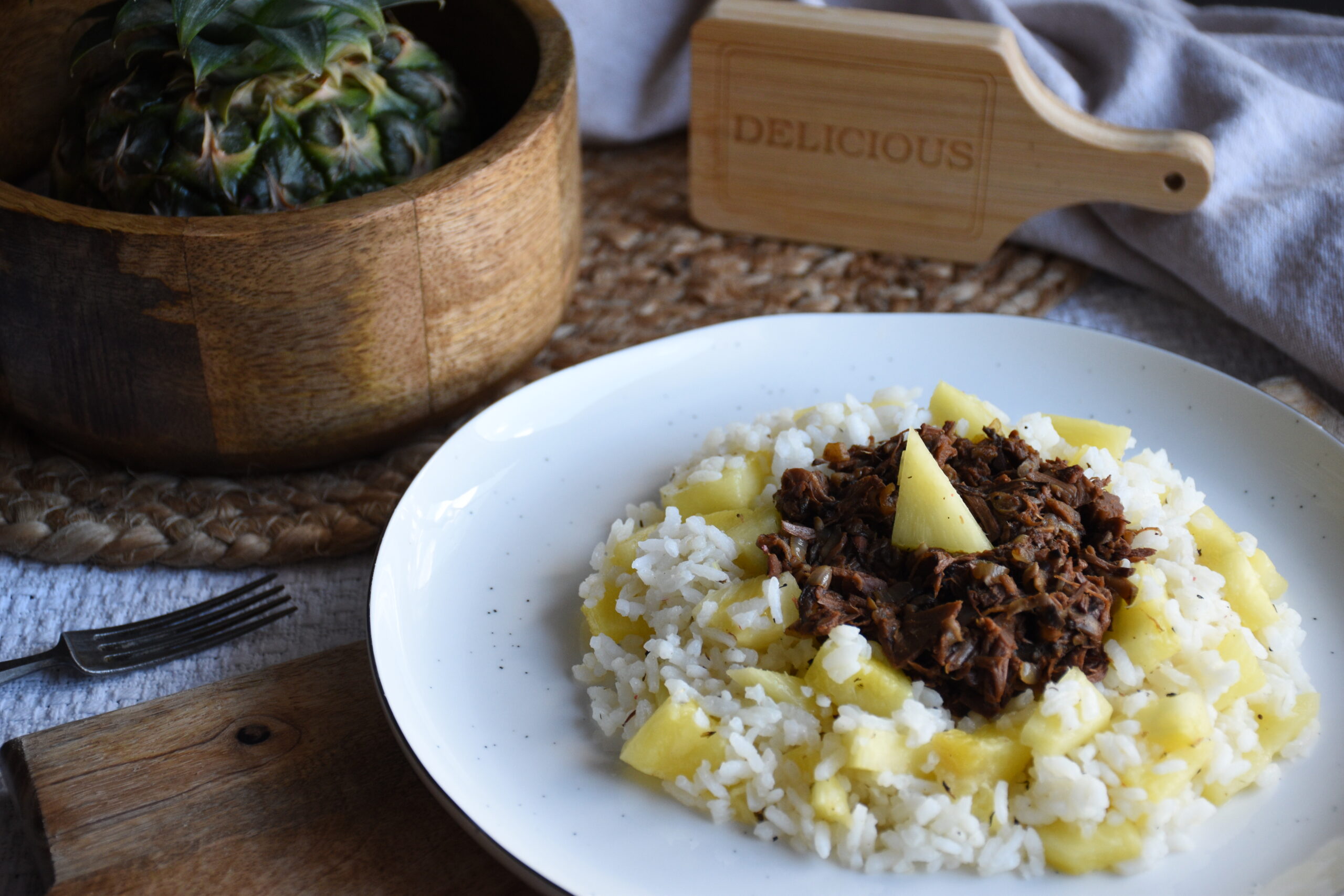Orez cu ananas, jackfruit și ciuperci