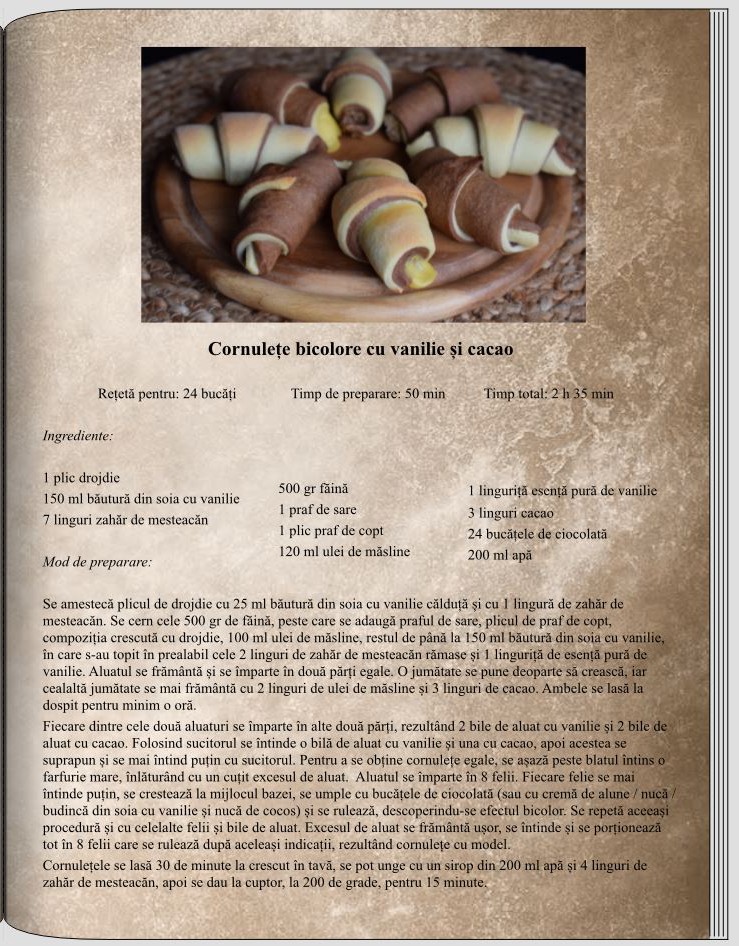 Cornulețe bicolore cu vanilie și cacao