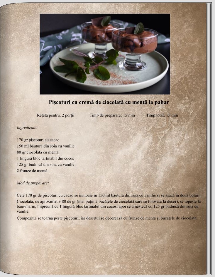 Pișcoturi cu cremă de ciocolată cu mentă la pahar