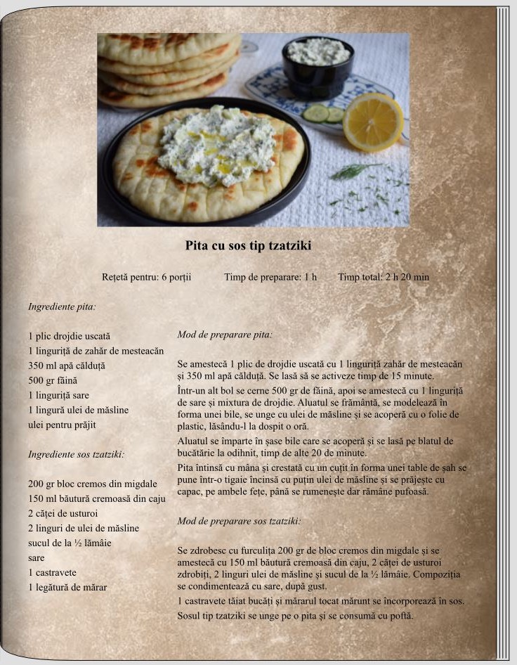 Pita cu sos tip tzatziki