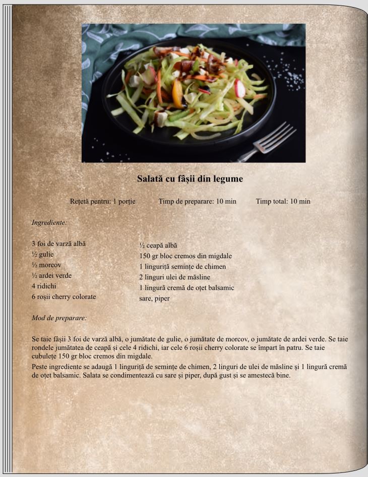 Salată cu fâșii din legume