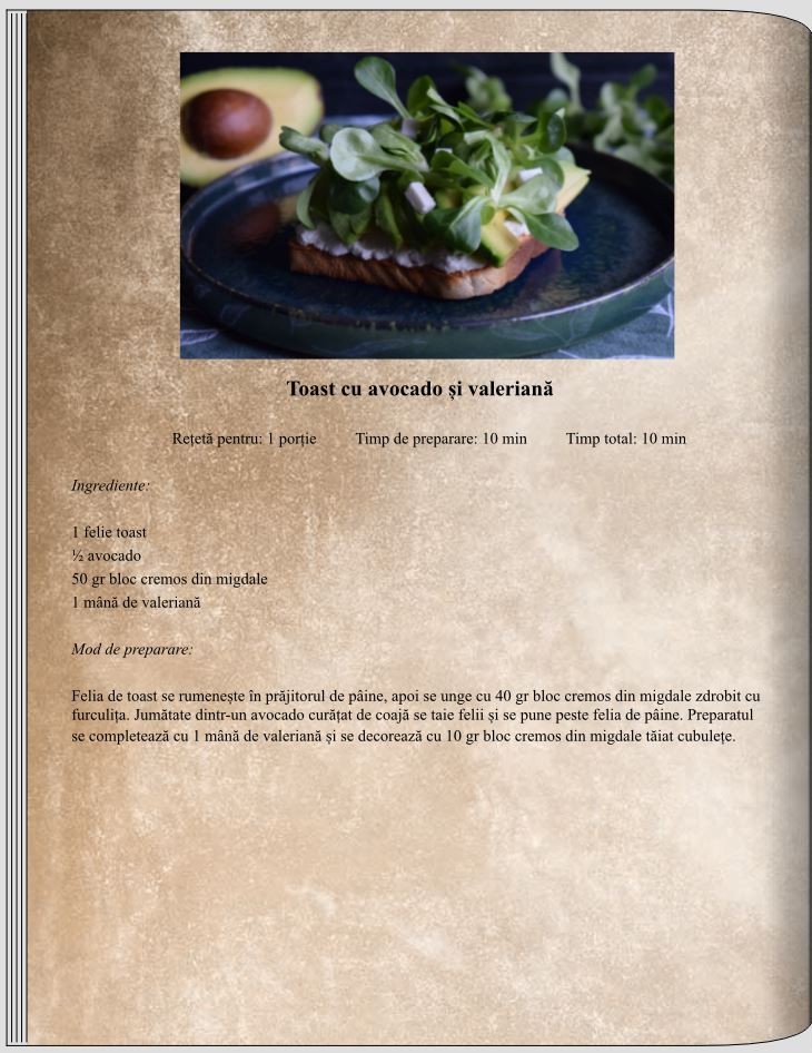 Toast cu avocado și valeriană